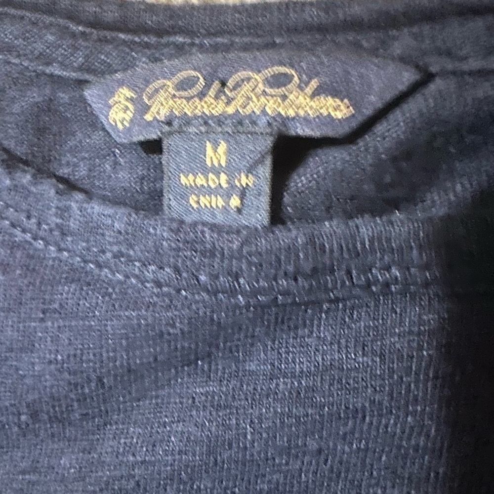 Brooks Brothers Navy Linen Embroidered Shirt Size Medium - Picture 2 of 5